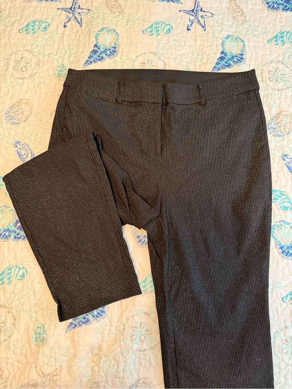 Lane Bryant 4 season ankle dress pants Black with silver Pinstripe